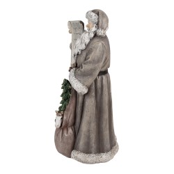 Clayre & Eef Statuetta decorativa di Natale Babbo Natale  22x18x40 cm Grigio Plastica