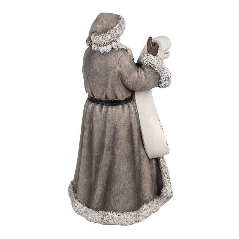 Clayre & Eef Christmas Decoration Figurine Santa Claus 22x18x40 cm Grey Plastic