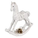 Clayre & Eef Christmas Decoration Figurine Rocking Horse 25x7x25 cm White Plastic