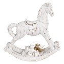 Clayre & Eef Statuetta decorativa di Natale Cavallo a dondolo 25x7x25 cm Bianco Plastica