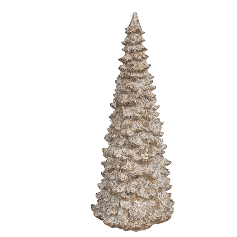 Clayre & Eef Statuetta decorativa Albero di Natale Ø 13x30 cm Bianco Beige Plastica