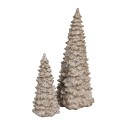 Clayre & Eef Statuetta decorativa Albero di Natale Ø 13x30 cm Bianco Beige Plastica