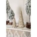 Clayre & Eef Figurine décorative Sapin de Noël Ø 13x30 cm Blanc Beige Plastique