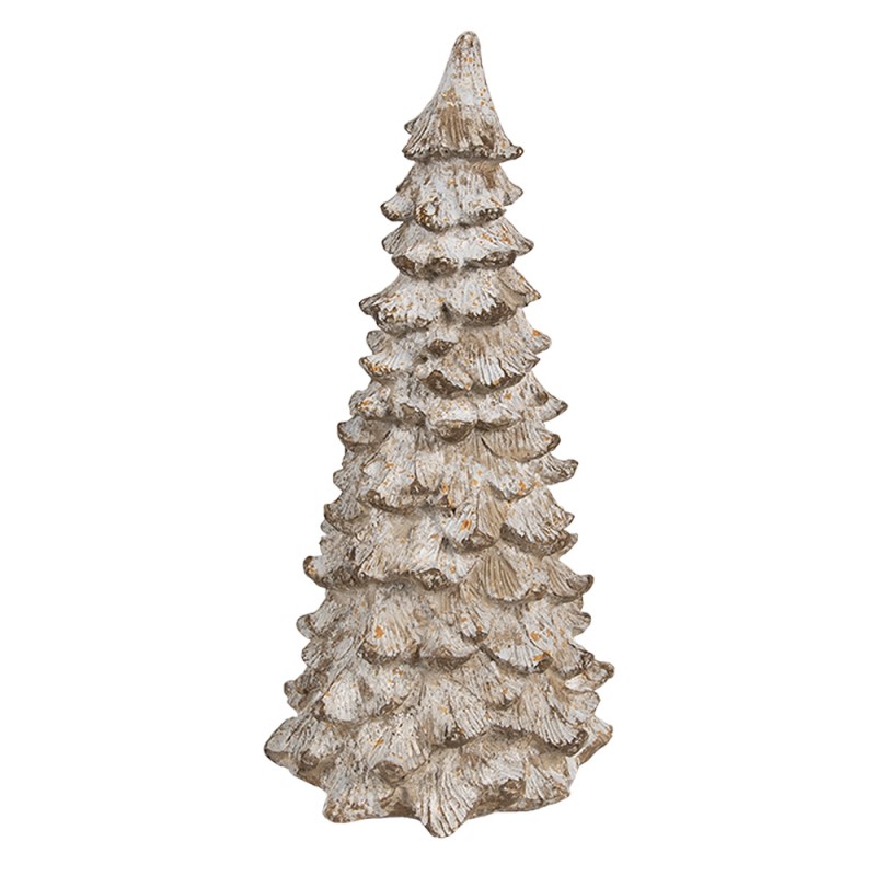 Clayre & Eef Decorative Figurine Christmas Tree 9x9x18 cm Beige White Plastic