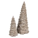 Clayre & Eef Statuetta decorativa Albero di Natale 9x9x18 cm Beige Bianco Plastica