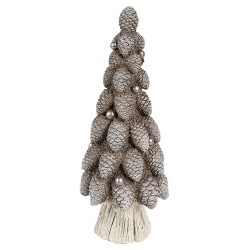 Clayre & Eef Statuetta decorativa Albero di Natale Ø 7x19 cm Marrone Plastica