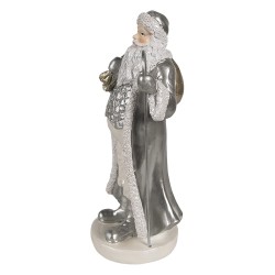 Clayre & Eef Weihnachtsdekorationsfigur Weihnachtsmann 20 cm Silberfarbig Kunststoff