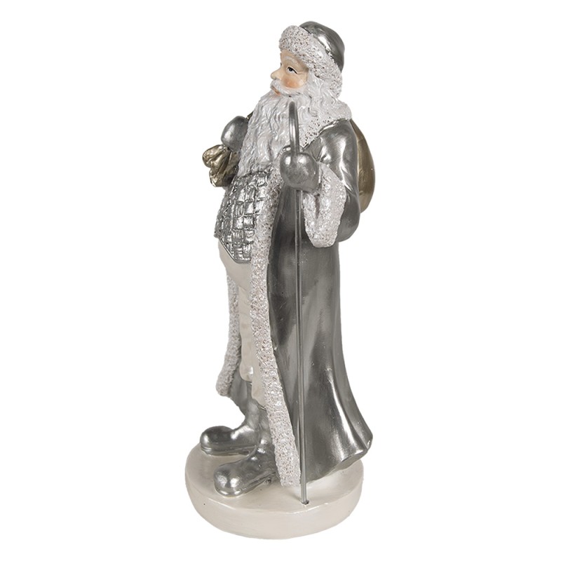 Clayre & Eef Statuetta decorativa di Natale Babbo Natale  20 cm Color argento Plastica