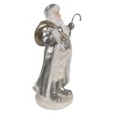 Clayre & Eef Christmas Decoration Figurine Santa Claus 20 cm Silver colored Plastic