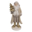 Clayre & Eef Weihnachtsdekorationsfigur Weihnachtsmann 21 cm Beige Kunststoff