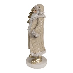 Clayre & Eef Kerstdecoratie Beeld Kerstman 21 cm Beige Kunststof