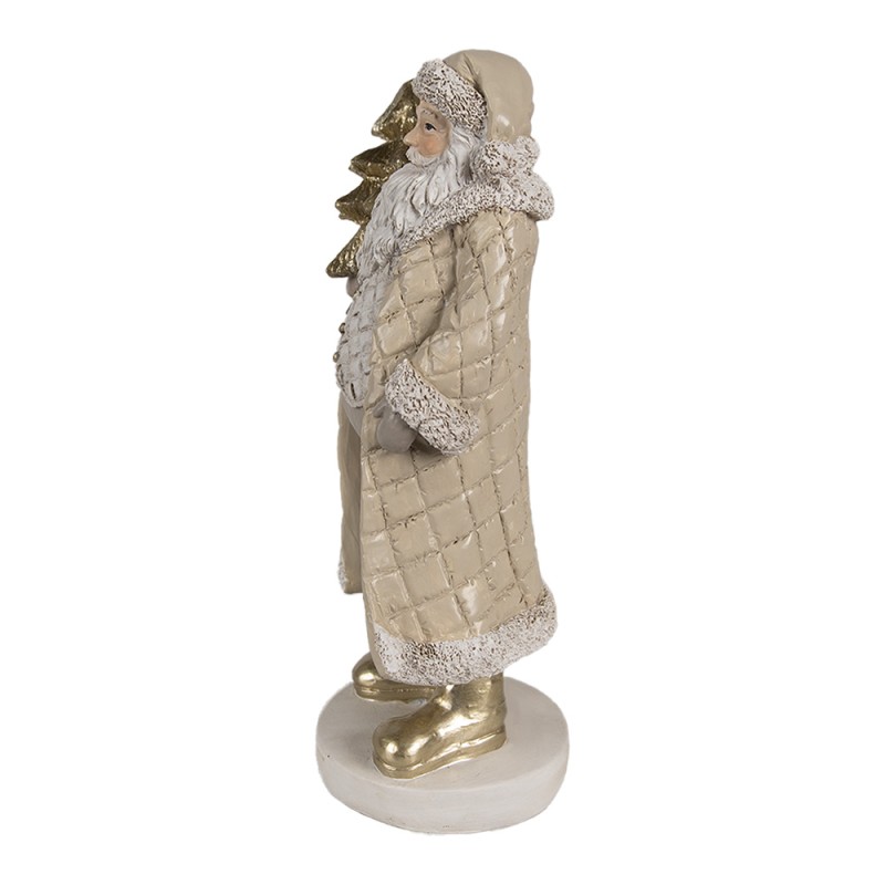 Clayre & Eef Figure de Noël Père Noël 21 cm Beige Plastique