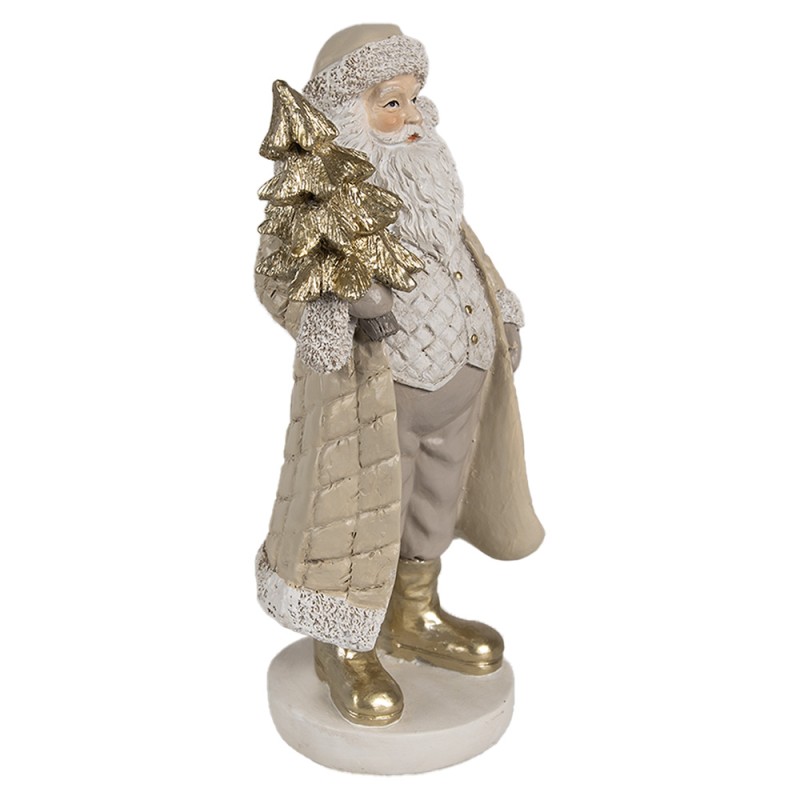 Clayre & Eef Kerstdecoratie Beeld Kerstman 21 cm Beige Kunststof