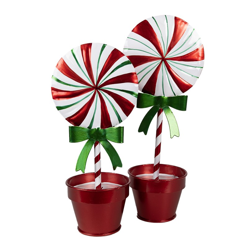 Clayre & Eef Christmas Decoration Lollipop 12x9x26 cm Red Metal