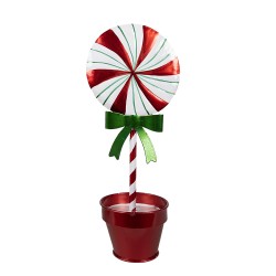 Clayre & Eef Christmas Decoration Lollipop 12x9x31 cm Red Metal