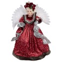 Clayre & Eef Christmas Decoration with LED Lighting and Music Angel 86 cm Red Plastic