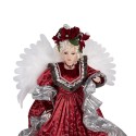 Clayre & Eef Christmas Decoration with LED Lighting and Music Angel 86 cm Red Plastic