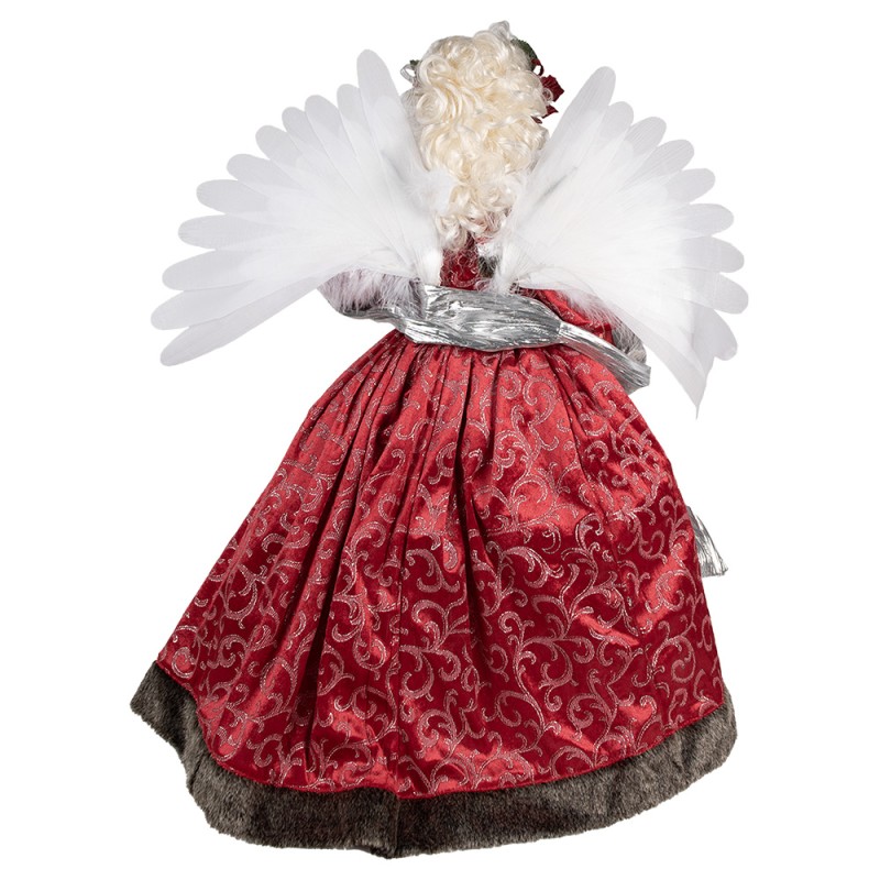 Clayre & Eef Christmas Decoration with LED Lighting and Music Angel 86 cm Red Plastic