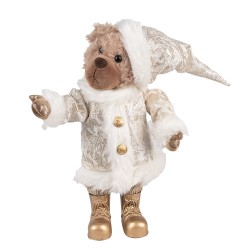 Clayre & Eef Figure de Noël Ours 36 cm Beige Plastique