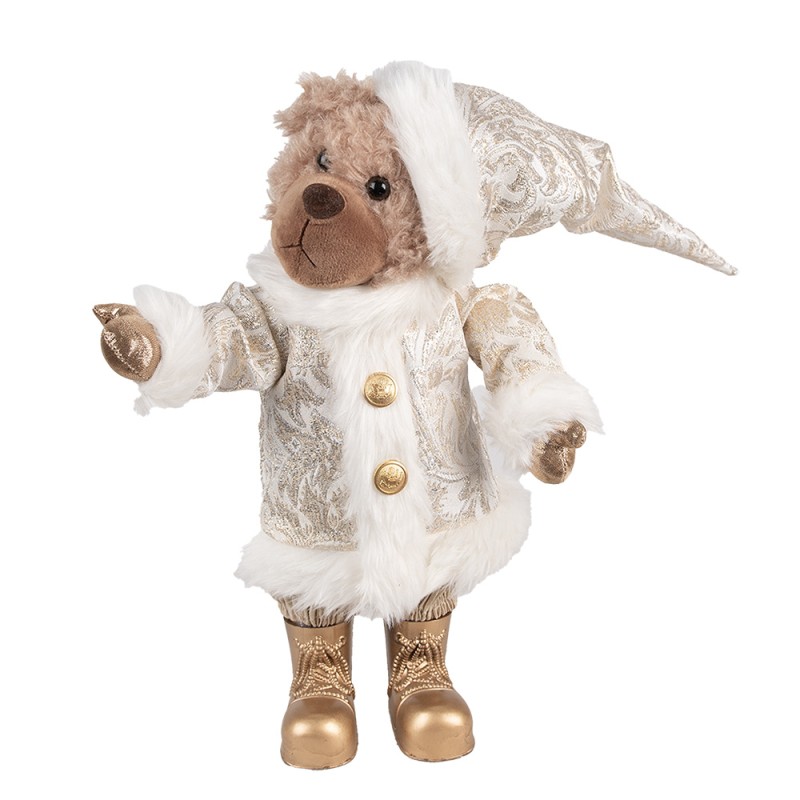 Clayre & Eef Statuetta decorativa di Natale Orso 36 cm Beige Plastica