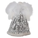 Clayre & Eef Christmas Decoration Angel 28 cm White Silver colored Textile on Plastic