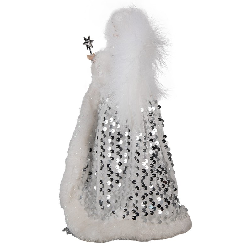 Clayre & Eef Christmas Decoration Angel 28 cm White Silver colored Textile on Plastic