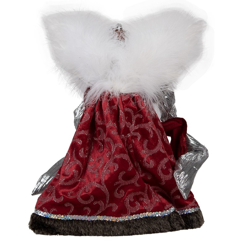 Clayre & Eef Kerstdecoratie Engel 28 cm Rood Textiel op Kunststof