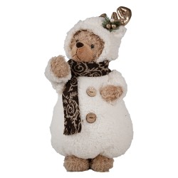 Clayre & Eef Statuetta decorativa di Natale Orso 40 cm Bianco Plastica