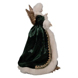 Clayre & Eef Christmas Decoration Figurine Angel 28 cm Beige Green Textile on Plastic