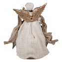 Clayre & Eef Kerstdecoratie Engel 28 cm Beige Goudkleurig Textiel op Kunststof