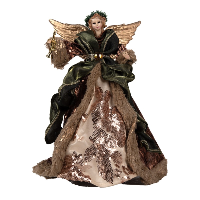 Clayre & Eef Christmas Decoration Angel 16x10x28 cm Brown Textile on Plastic