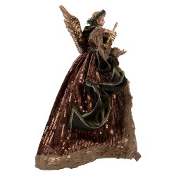 Clayre & Eef Christmas Decoration Angel 16x10x28 cm Brown Textile on Plastic