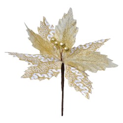 Clayre & Eef Artificial Plant Poinsettia Ø 22x25 cm White Plastic