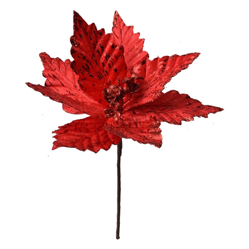 Clayre & Eef Plante artificielle Poinsettia Ø 23x27 cm Rouge Plastique