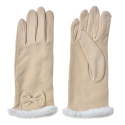 Clayre & Eef Winter Gloves 9x23 cm Beige Polyester