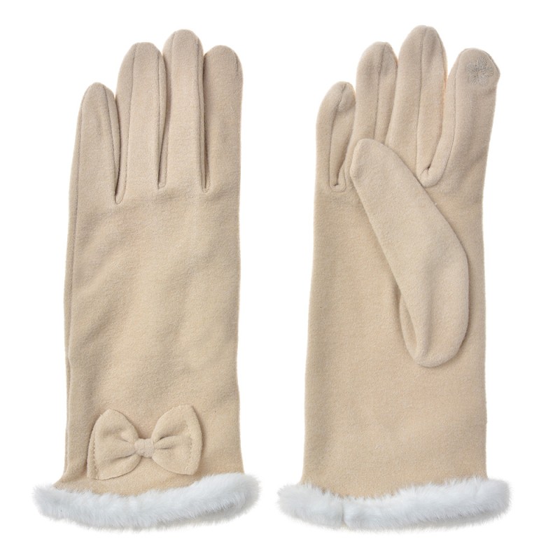 Clayre & Eef Winterhandschuhe 9x23 cm Beige Polyester