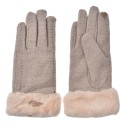 Clayre & Eef Handschoenen met imitatiebont 9x23 cm Beige Polyester