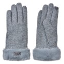 Clayre & Eef Gloves with fur 9x23 cm Grey Polyester