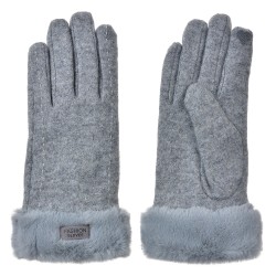 Clayre & Eef Handschuhe mit Kunstpelz 9x23 cm Grau Polyester