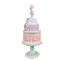 Clayre & Eef Dekorationsfigur Kuchen Ø 17x42 cm Rosa Kunststoff