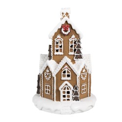 Clayre & Eef Gingerbread house met LED 20x20x32 cm Bruin Kunststof