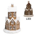 Clayre & Eef Gingerbread house met LED 20x20x32 cm Bruin Kunststof