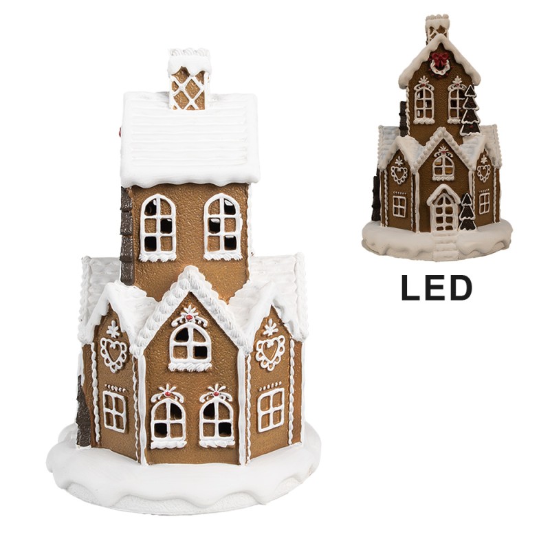 Clayre & Eef Gingerbread house with LED 20x20x32 cm Brown Plastic