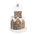 Clayre & Eef Lebkuchenhaus mit LED 20x20x32 cm Braun Kunststoff