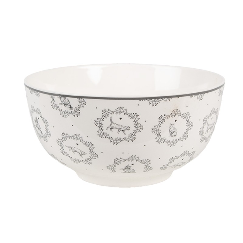 Clayre & Eef Soup Bowl 500 ml White Grey Porcelain Cats