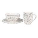 Clayre & Eef Mug 325 ml Blanc Gris Porcelaine Chats