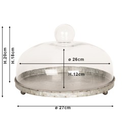 Clayre & Eef Cloche Ø 20x27 cm Grey Glass Round