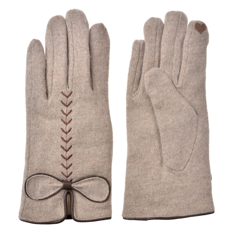 Clayre & Eef Handschoenen Winter 9x23 cm Beige Polyester