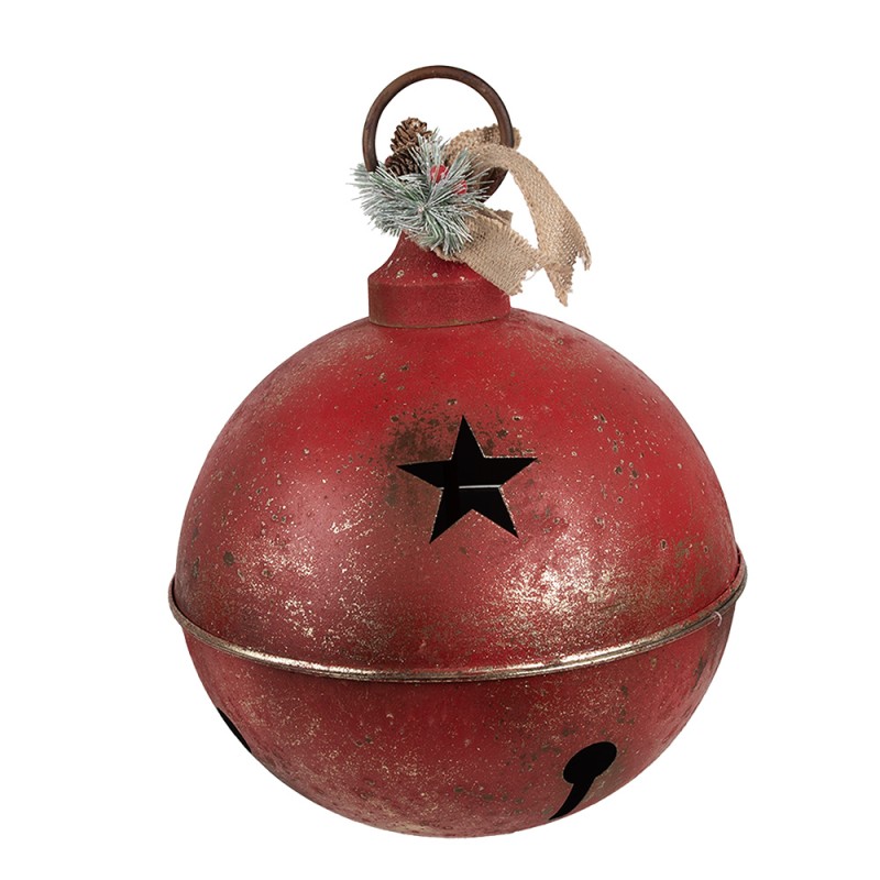 Clayre & Eef Christmas Bauble Ø 30x40 cm Red Metal