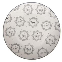 Clayre & Eef Assiette de petit déjeuner Ø 20 cm Blanc Gris Porcelaine Chiens